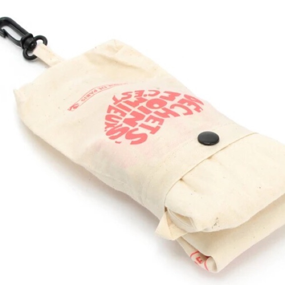 Canvas tote bag foldable portable womens shopping grocery keychain clip